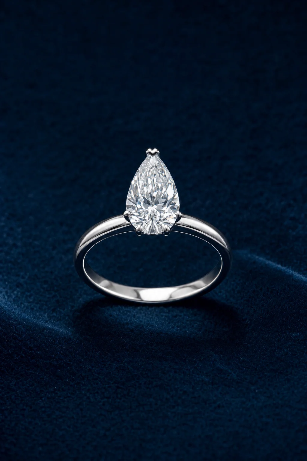 Pear diamond solitaire on velvet